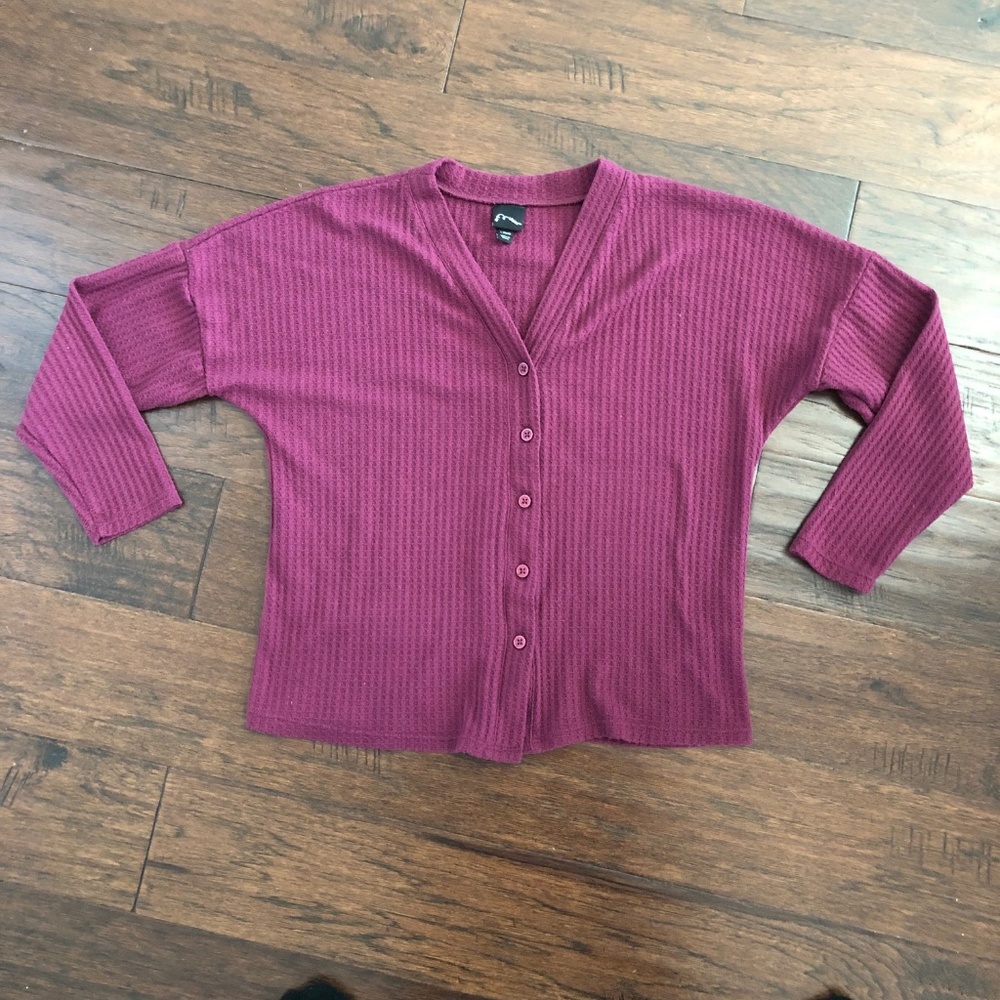 Art Class Top Button Down - Maroon - Sz L (10-12)